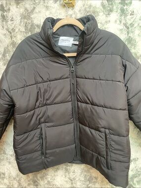 Peloton Black Quilted Puffer Jacket with Stand Collar